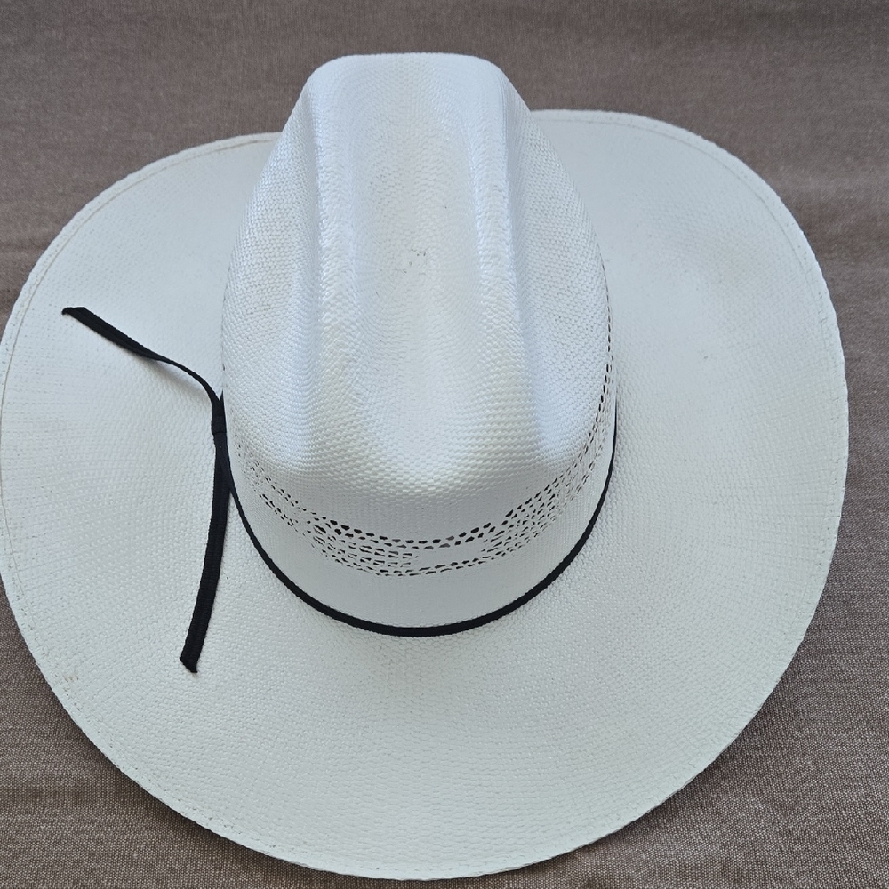 White Cody James Straw Cowboy Hat with Black Band